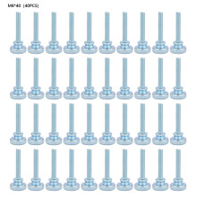 40pcs M6 Zinc Plated Carbon Steel Flat Knurled Head Bolts M6x40