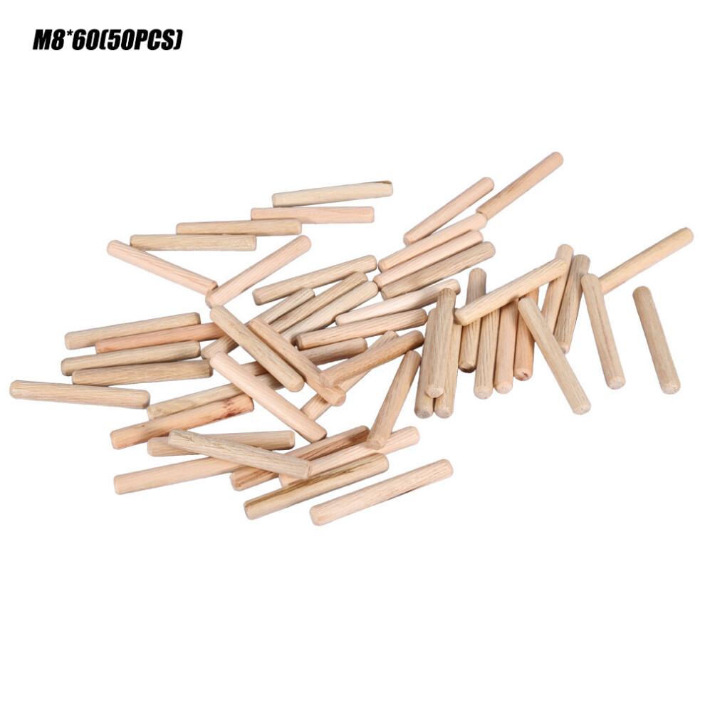 50Pcs Cabinet Drawer Round Fluted Wooden Craft Dowel Pins Rods (M8*60) 323163240251