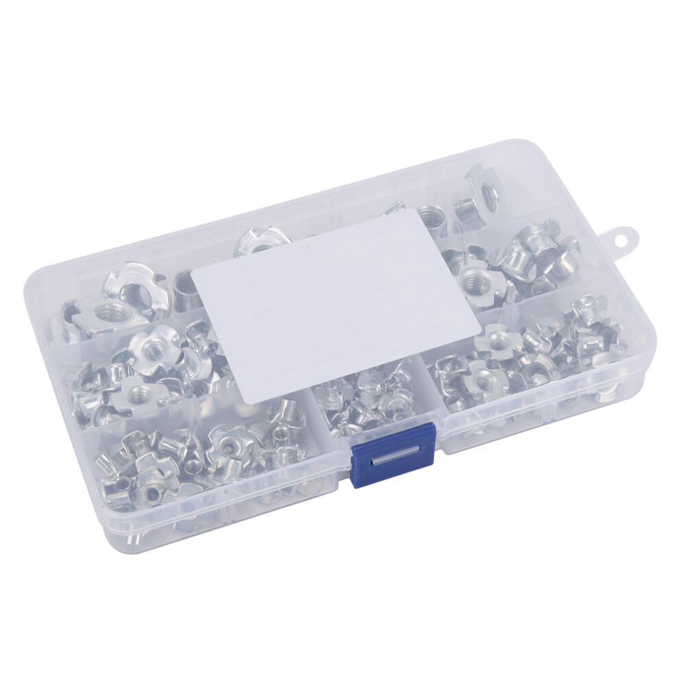 110Pcs T Nut Set M10/M8/M6/M5/M4/M3 Galvanized Four Claws 323163228235