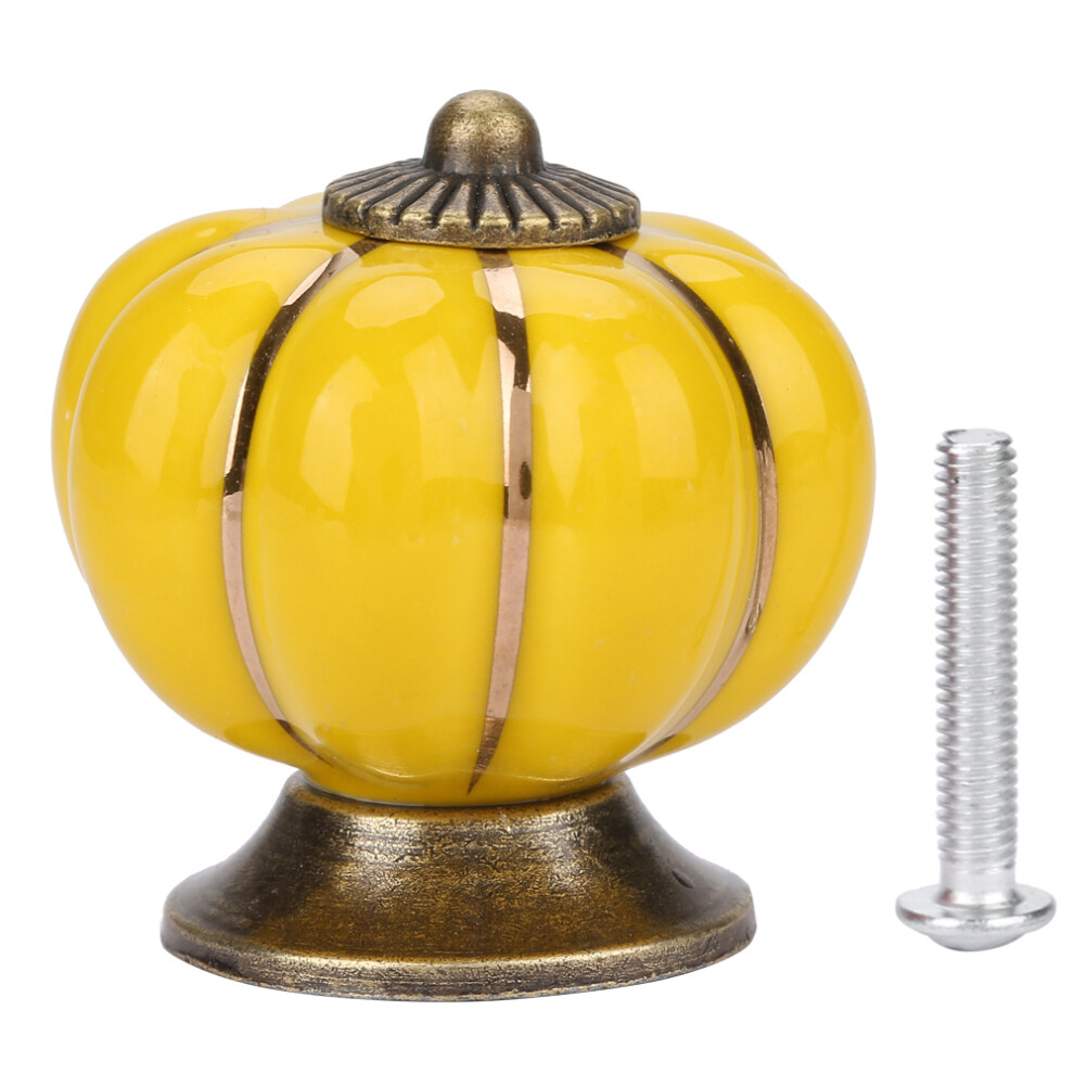 Ceramic Pumpkin Knobs European Style Cabinet Handle (Yellow) 323163240732