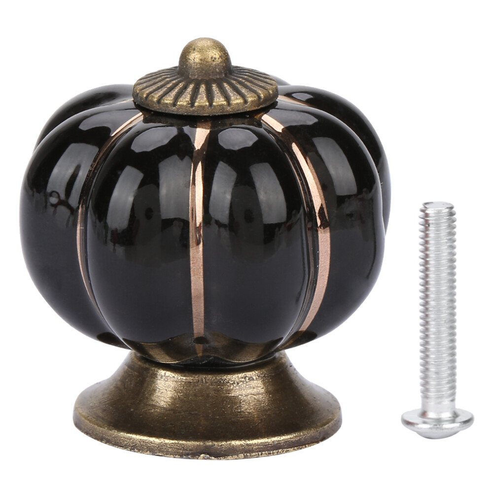 Ceramic Pumpkin Knobs European Style Cabinet Handle (Black) 323163240749