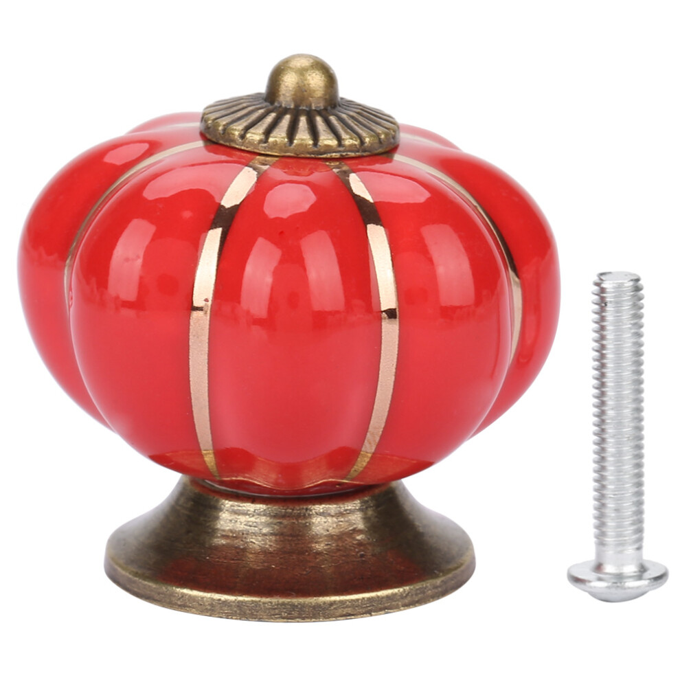 Ceramic Pumpkin Knobs European Style Cabinet Drawer Handle (Red) 323163240787
