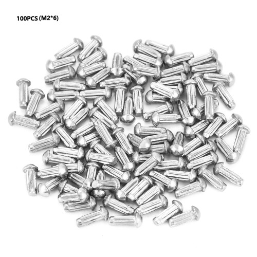 100x M2 Edelstahl-Niet mit Rundkopf (M2*6)