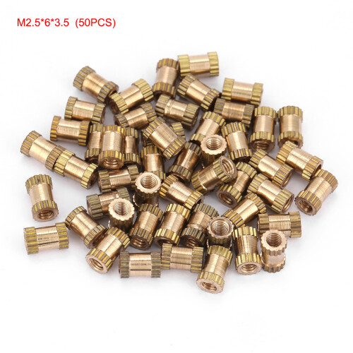 M2.5 Messing-Einpressmuttern Zylindrisch Riffel M2.5*6*3.5, 50Stk