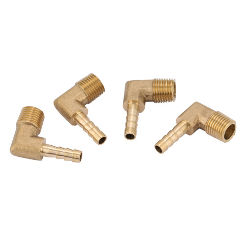 4x Messing-Ellbogenverschraubung G1/4" 6mm 1