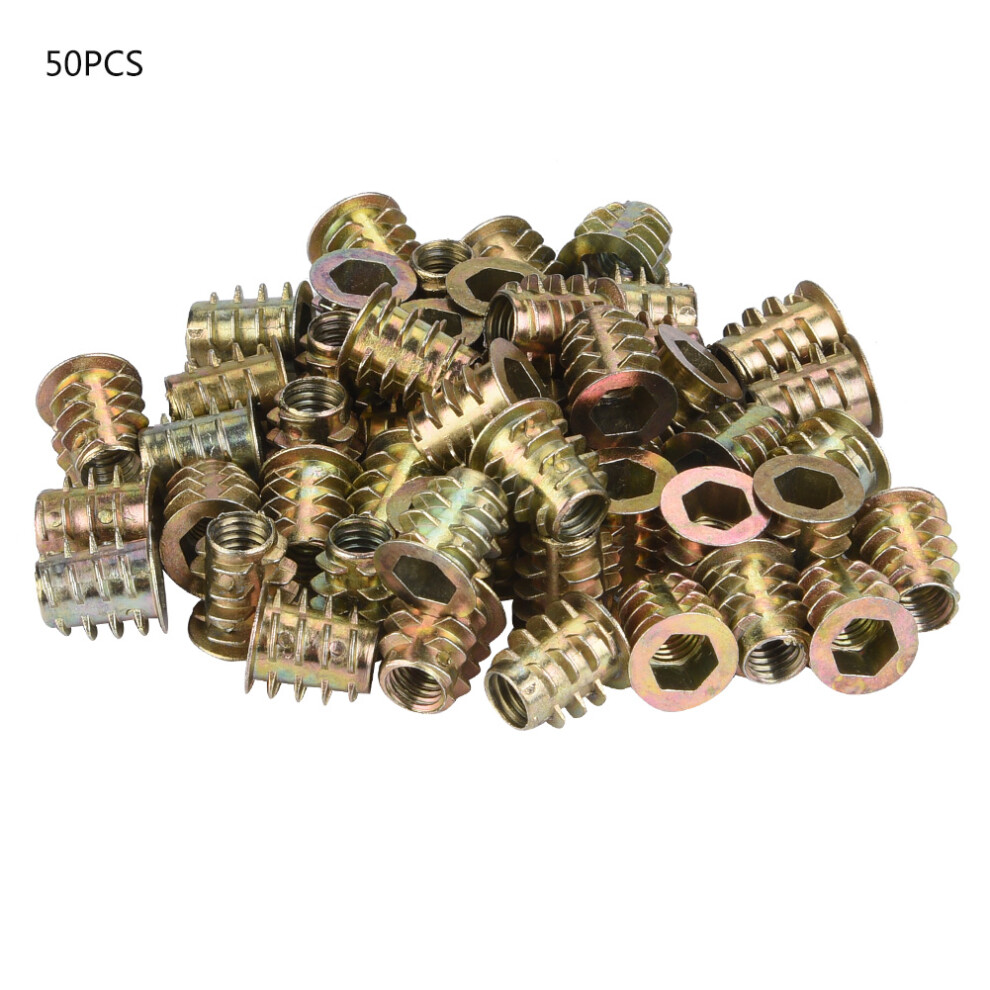50Pcs M6 Zinc Alloy Hex Socket Insert Nuts for Wood (M6*12)-image-OPC-PM567X6-NEW