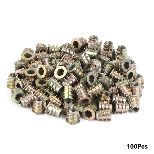 100x M4/M5 Sechskant-Einpresmuttern für Holz
