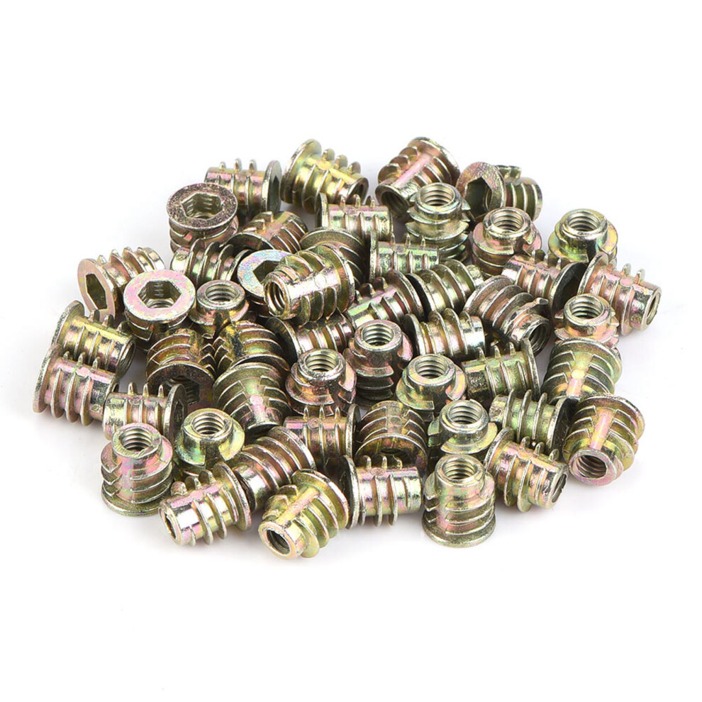 50Pcs M4 M5 Zinc Alloy Hex Socket Insert Nuts For Wood (M4*8) 323163244143