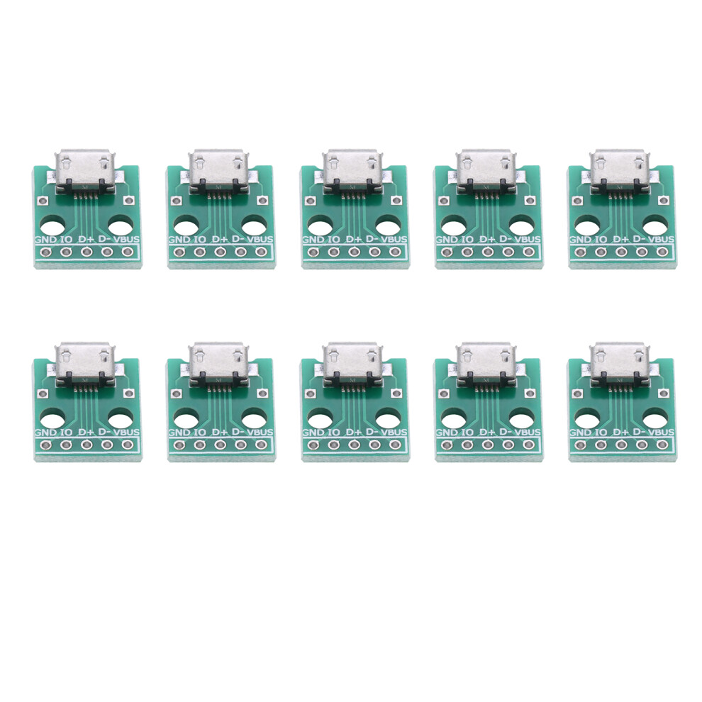 10Pcs Micro Usb Female Socket To Dip Adapter Board 5 Pin 2.54Mm Pitch 323163245263