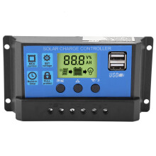 PWM 12V/24V Dual USB Solarladeregler 30A LCD