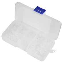 500pcs M2-M6 Nylon Flat Washer Kit with Box (White)