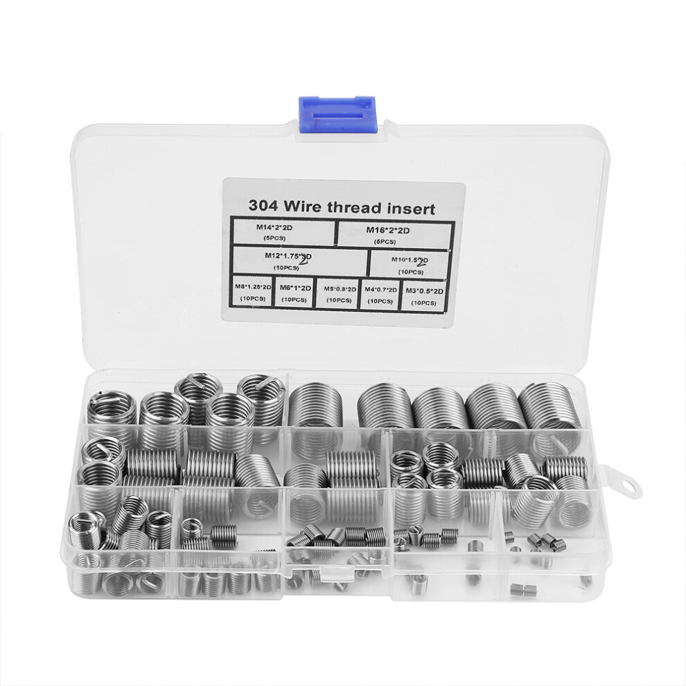 80Pcs M3-M14 Ss304 Coiled Wire Helical Thread Inserts 323163247472