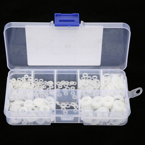 500pcs M2-M6 Nylon Flat Washer Kit with Box (White) 2