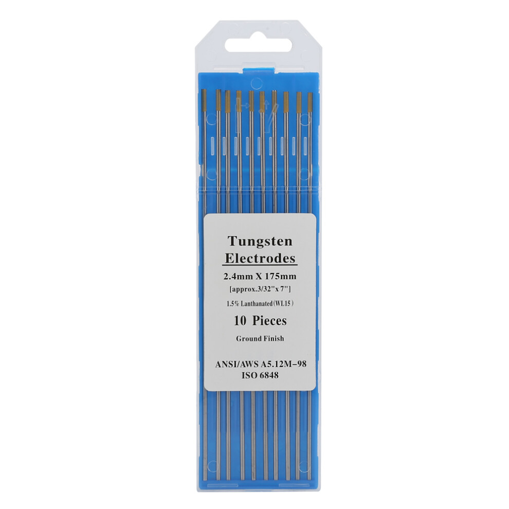 10Pcs Wl15 Lanthanum Tungsten Tig Electrodes 2.4Mm*175Mm 323163248530