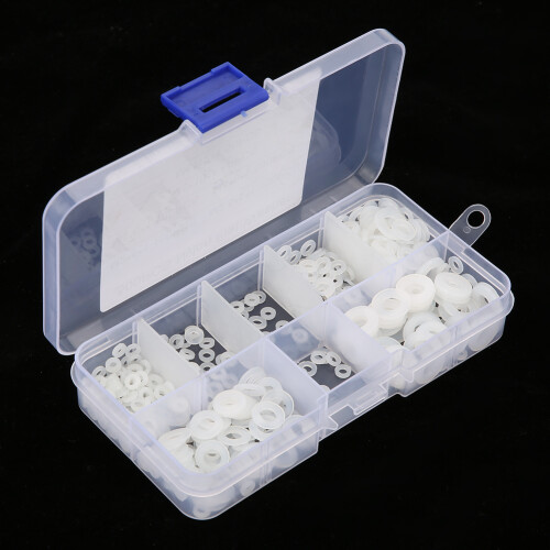 500pcs M2-M6 Nylon Flat Washer Kit with Box (White) 1