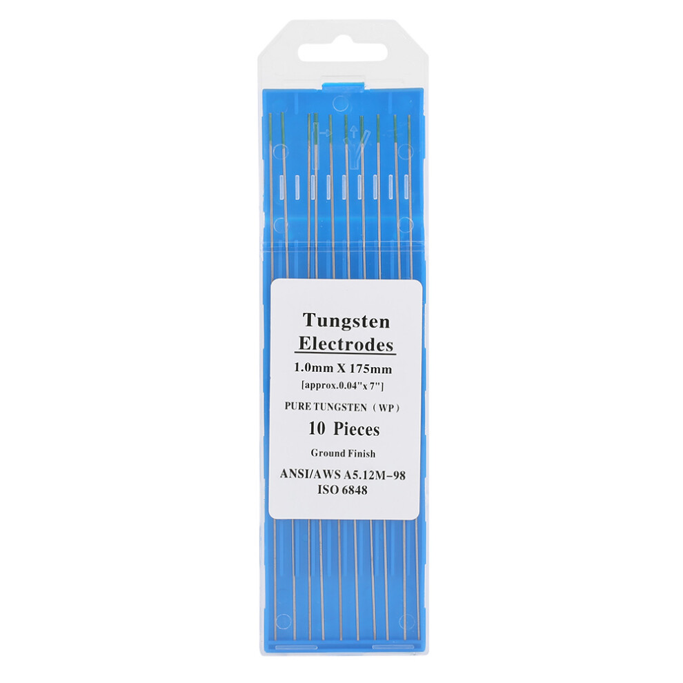 10Pcs Tungsten Electrodes Wp Green Tip Ac Tig Welding 1.0*175Mm 323163248585