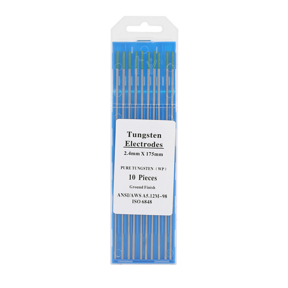 10Pcs Wp Green Tungsten Electrodes 2.4*175Mm Ac Tig Welding 323163248622