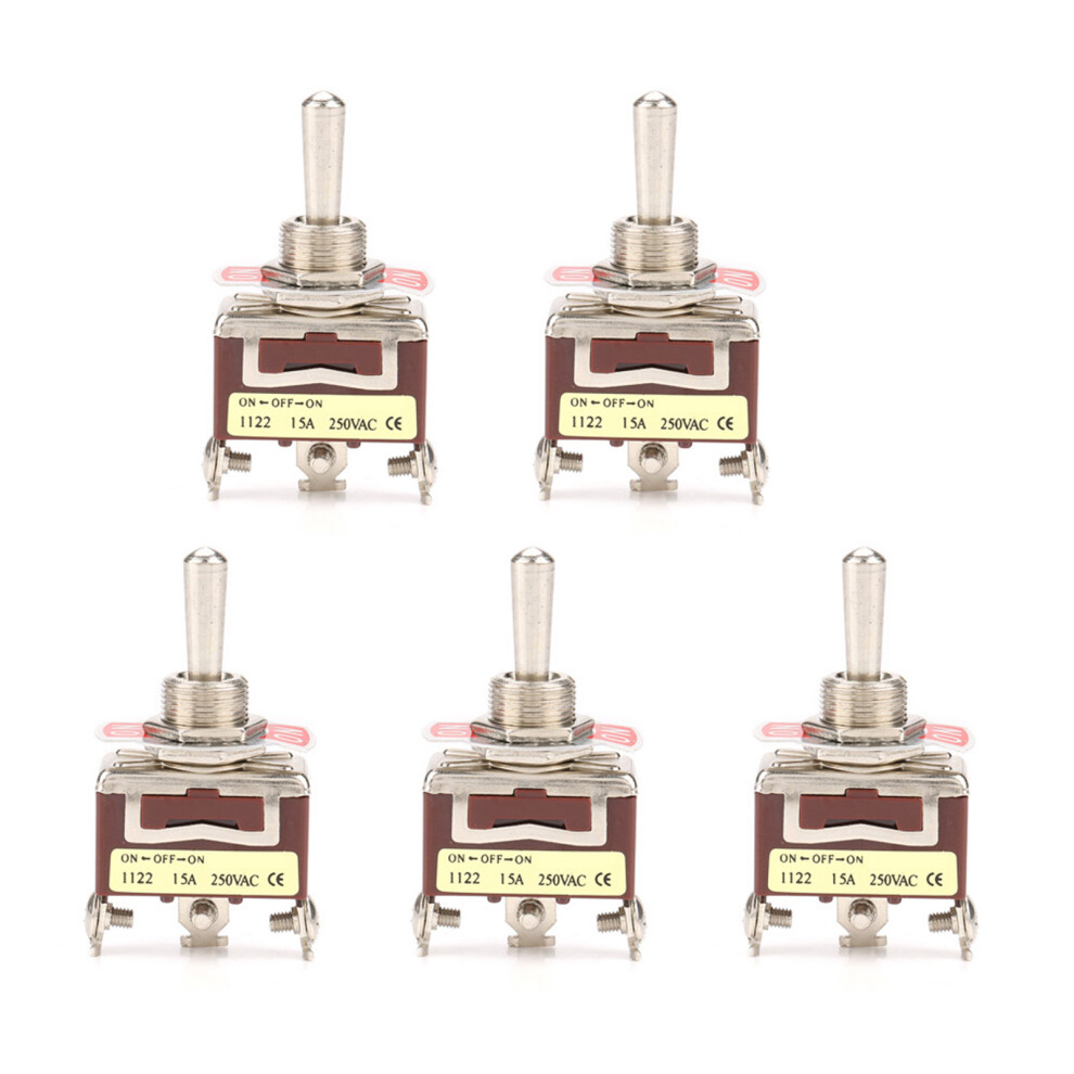 5Pcs Onoffon 3 Position Toggle Switch 3 Pin 12Mm 15A 250Vac 323163244846