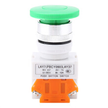 Green Mushroom Push Button Switch 22mm Auto Reset LAY37-11M