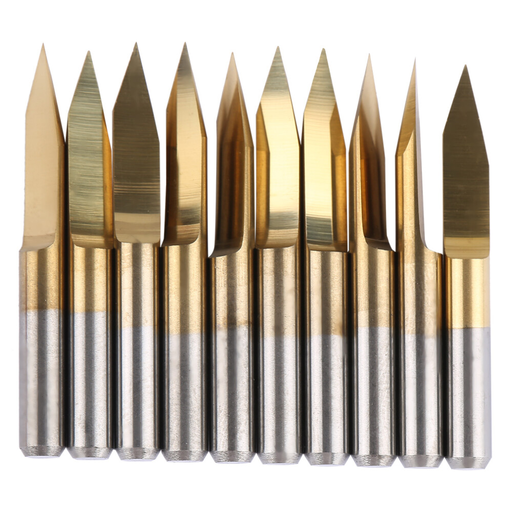 10Pcs 3.175Mm Titanium Coated Tungsten Engraving Bit 3.175*30*0.1 323163248745
