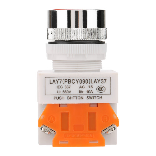 Self Locking Flat Head Red Push Button Switch 22mm Mount LAY37-11BNZS 1