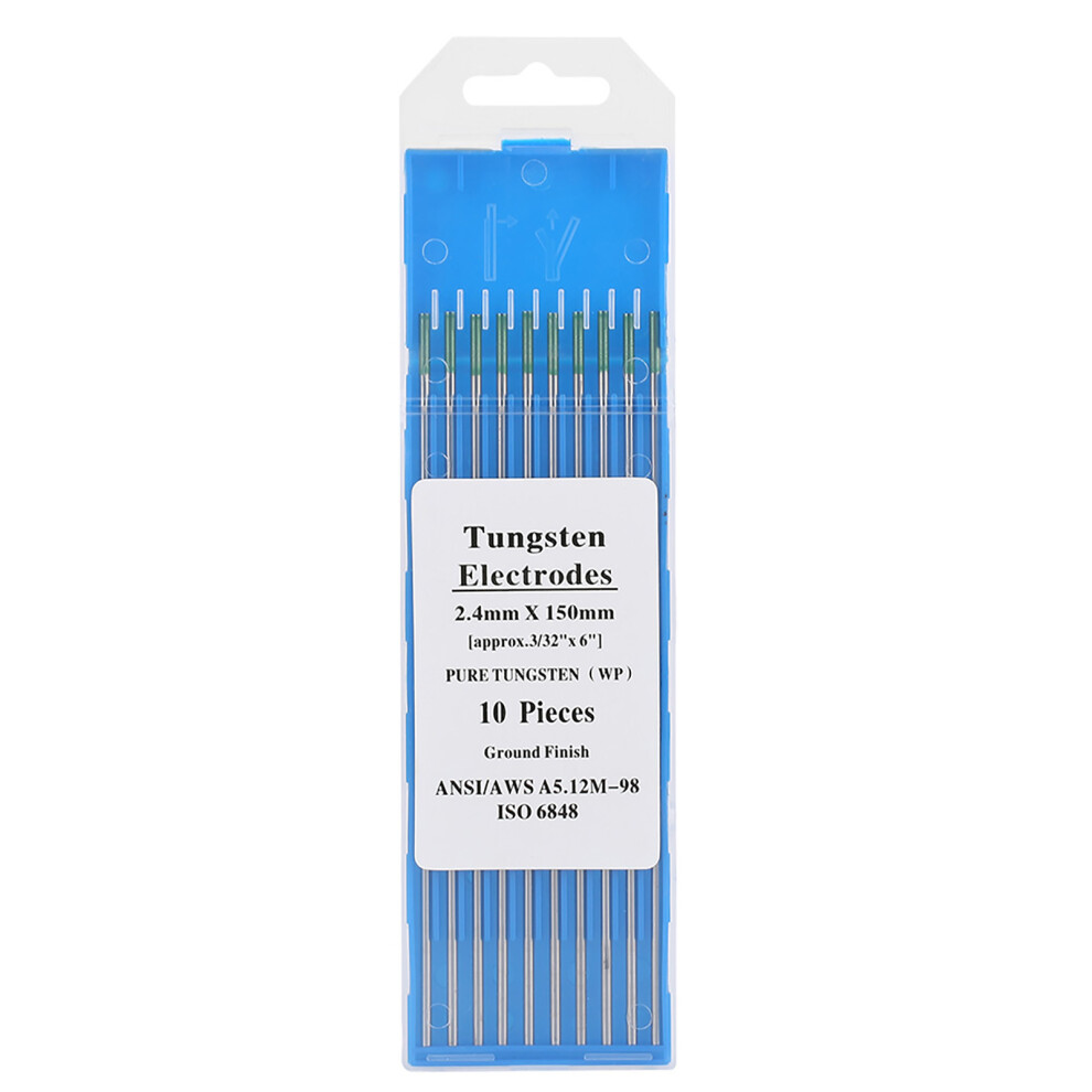 10Pcs Tungsten Electrodes Wp Green Tip Ac Tig Welding 2.4*150Mm 323163248578