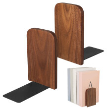 2Stk Buchstützen Holz Dunkelbraun Stabile Buchecken Für Schwere Bücher