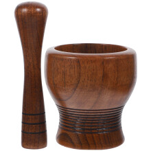 1Set Holz Knoblauch Mörser Ergonomisch Haushalt Küchenwerkzeug Braun