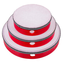 3Pcs Red Hand Drum Wooden Tambourine Kids Music Educational Toy