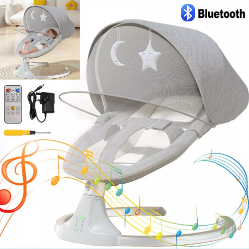 Bluetooth Electric Baby Swing Infant Cradle Bouncer Rocker Chair Music & Remote
