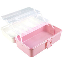 Pink Handheld Storage Box PP Multi-Layer Art Organizer