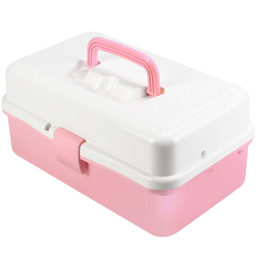 Pink Handheld Storage Box PP Multi-Layer Art Organizer 1