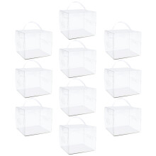 10Stk Transparente Kuchenboxen Mit Griffen Bäckerei Verpackung