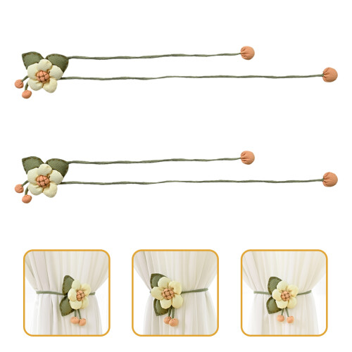 2 Blumen Vorhangbindung Verstellbar Textilband 2