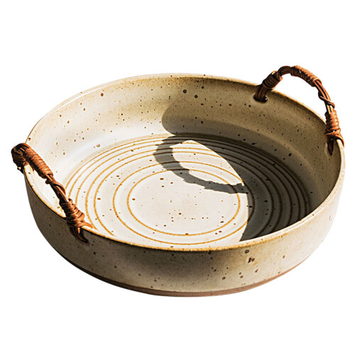 Amphora Snackteller Aus Keramik Mit Rattan