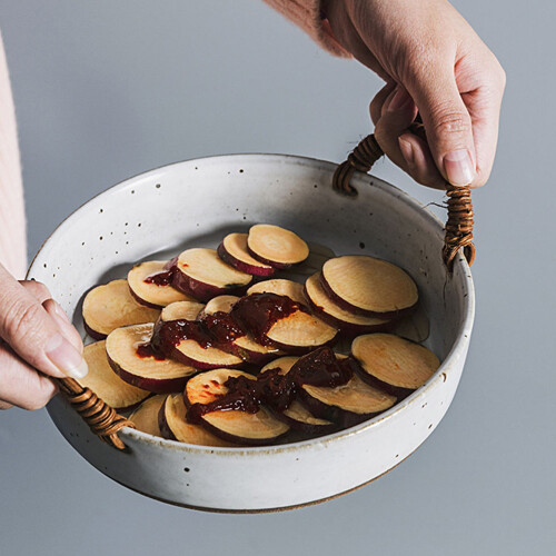Amphora Snackteller Aus Keramik Mit Rattan 1