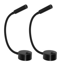 2Stk 3W LED Tischleuchte Mit Flexibler Schwanenhals Schwarz