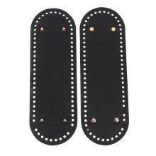 2Stk Schwarzes PU Taschenboden Oval Leere Vorlage Für Frauen