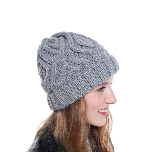 Strickmütze Mit Rautenmuster Dunkelgrau