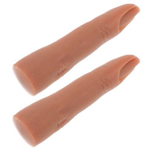 2 Silikon Übungsfinger Hellbraun Für Nageltraining
