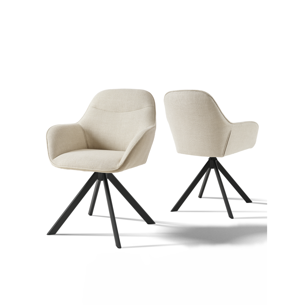 Goeurvant 360Â° Swivel Dining Chairs with Armrests - Set of 2 - Beige-image-OPC-PM56SQT-NEW