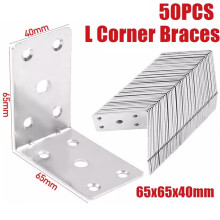 50 x Angle Bracket Heavy Duty L Corner Braces Plates for Wood Steel