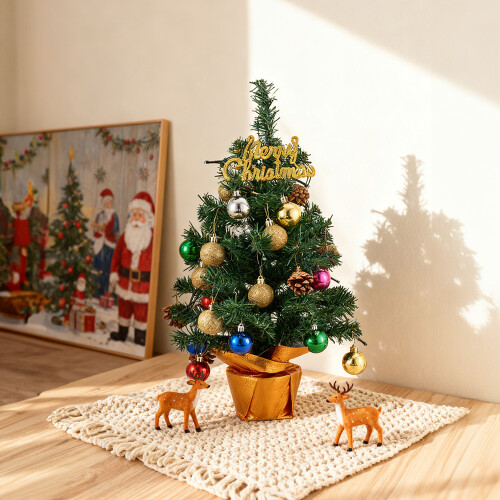 Living And Home Tabletop Artificial Christmas Tree Decoration with String Light 1