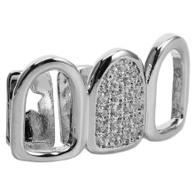 Hip Hop Zähne Grill Caps Silber Rapper Mundschmuck Party Accessoire