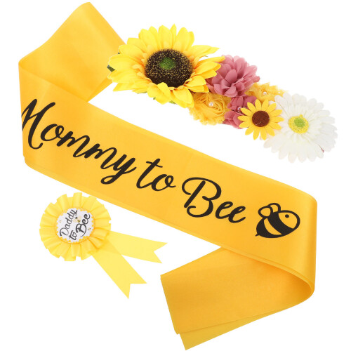 1Set Zwangerschapslint Mama Met Polyester Bloemcorsage Babyshower