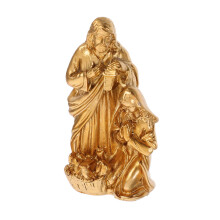 Geschnitzte Skulptur Krippe Figur Baby Büro 8,00x4,80x2,50 cm Golden