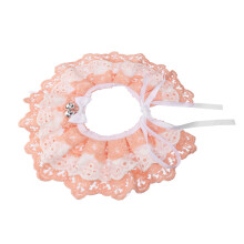 1Kattenstrik Kant Halsband Roze Met Belletjes Comfortabele Stof