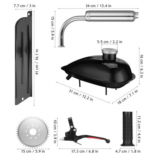 1Ensemble Kit 2 Temps Réservoir Essence Aluminium Argenté 2