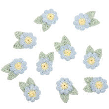Blume Aufbügel Abzeichen Blau 10 Stück