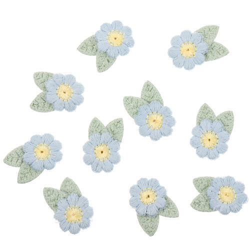 Blume Aufbügel Abzeichen Blau 10 Stück